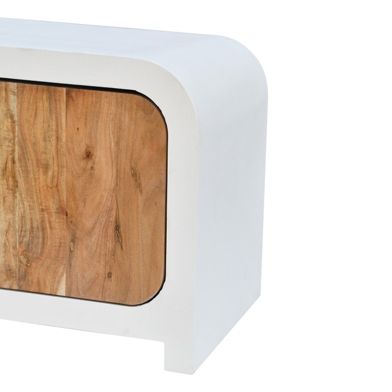 TV-meubel in betonlook en massief acaciahout 140 cm - Mineralis