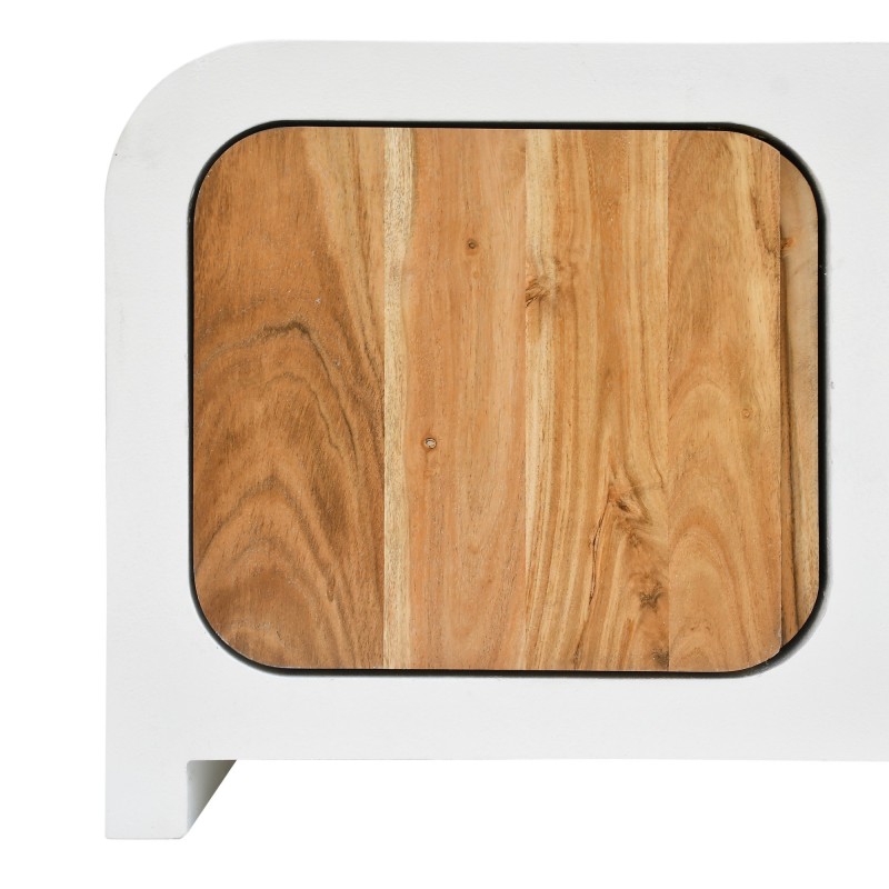 TV-meubel in betonlook en massief acaciahout 140 cm - Mineralis