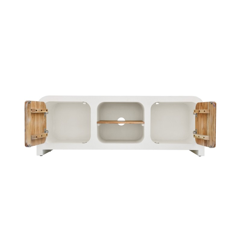 TV-meubel in betonlook en massief acaciahout 140 cm - Mineralis