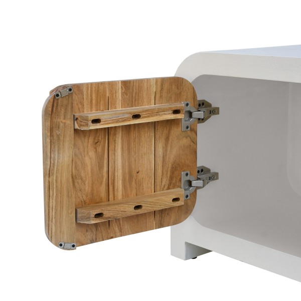 TV-meubel in betonlook en massief acaciahout 140 cm - Mineralis