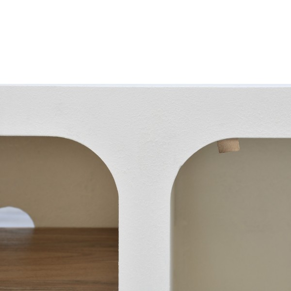 TV-meubel in betonlook en massief acaciahout 140 cm - Mineralis