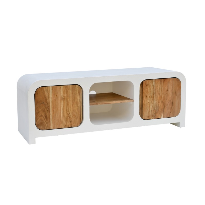 TV-meubel in betonlook en massief acaciahout 140 cm - Mineralis