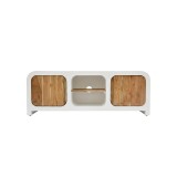 TV-meubel in betonlook en massief acaciahout 140 cm - Mineralis