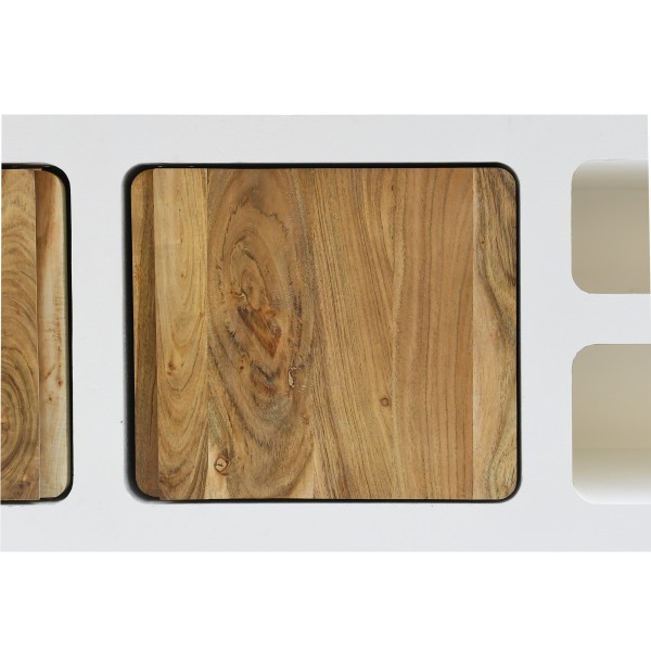 TV-meubel in betonlook en massief acaciahout 180 cm - Mineralis