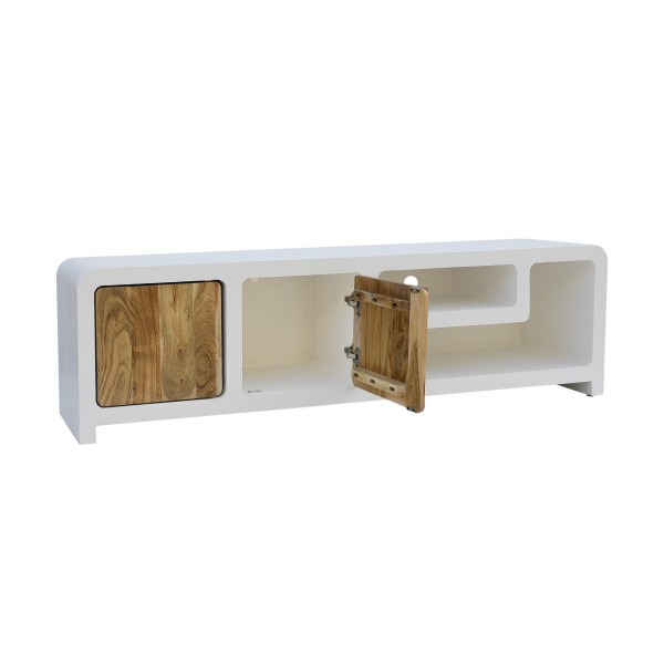TV-meubel in betonlook en massief acaciahout 180 cm - Mineralis