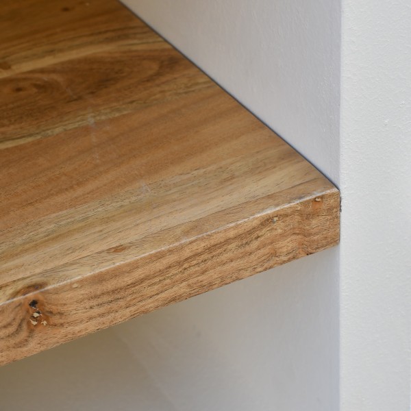 Badkamer kolomkast in betonlook en massief acaciahout - Mineralis
