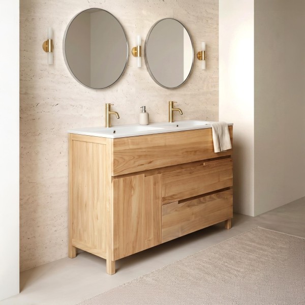 Badkamermeubel in massief teakhout 120 cm, matte afwerking - Olwen