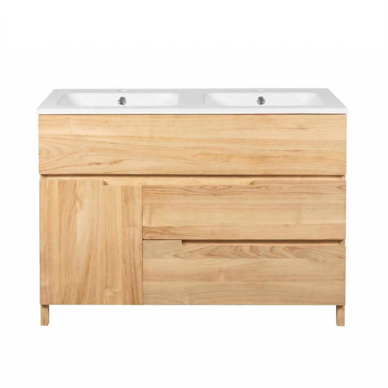 Badkamermeubel in massief teakhout 120 cm, matte afwerking - Olwen