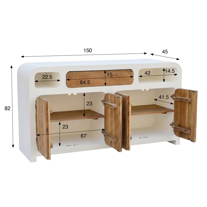 Dressoir voor de eetkamer in betonlook en massief acaciahout - Mineralis