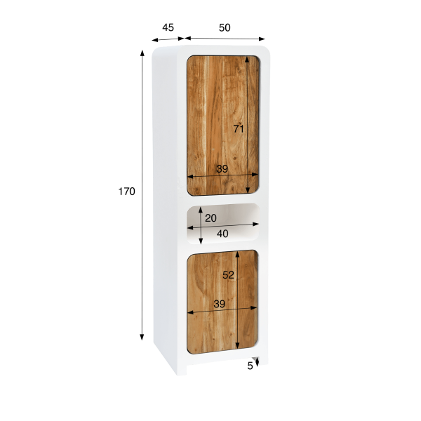 Kast in betonlook en massief acaciahout 50 cm - Mineralis