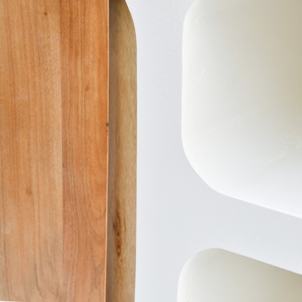 Wastafelonderkast in betonlook en massief acaciahout 140 cm - Mineralis
