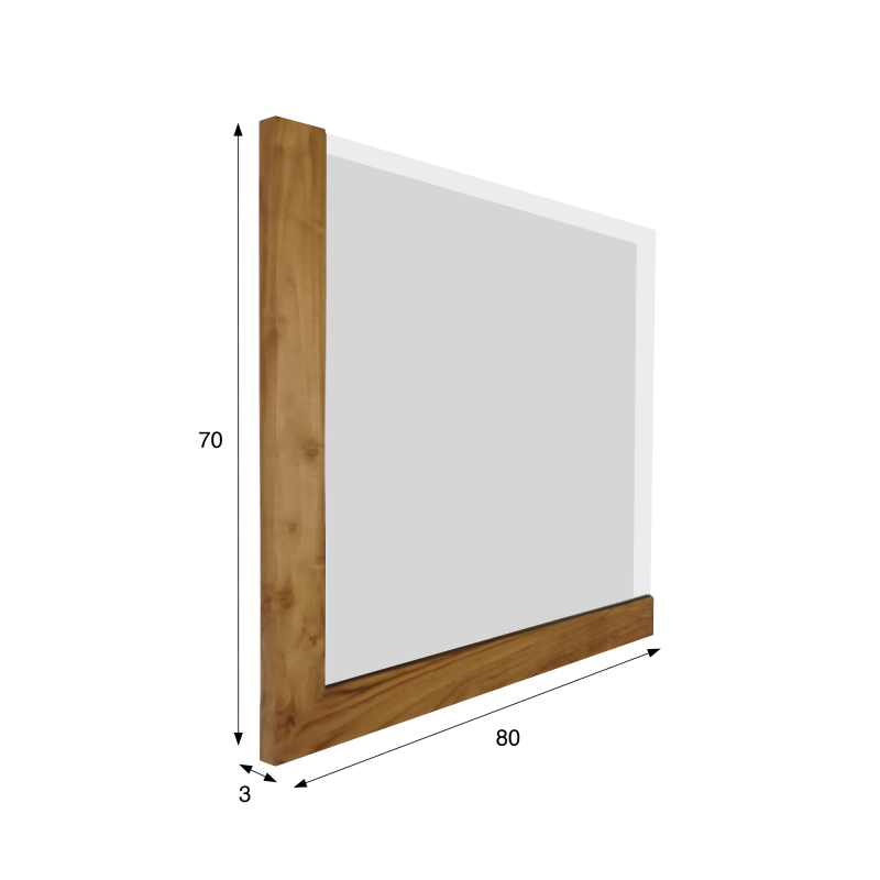 Massief Teakhouten Spiegel van 80 cm met L frame