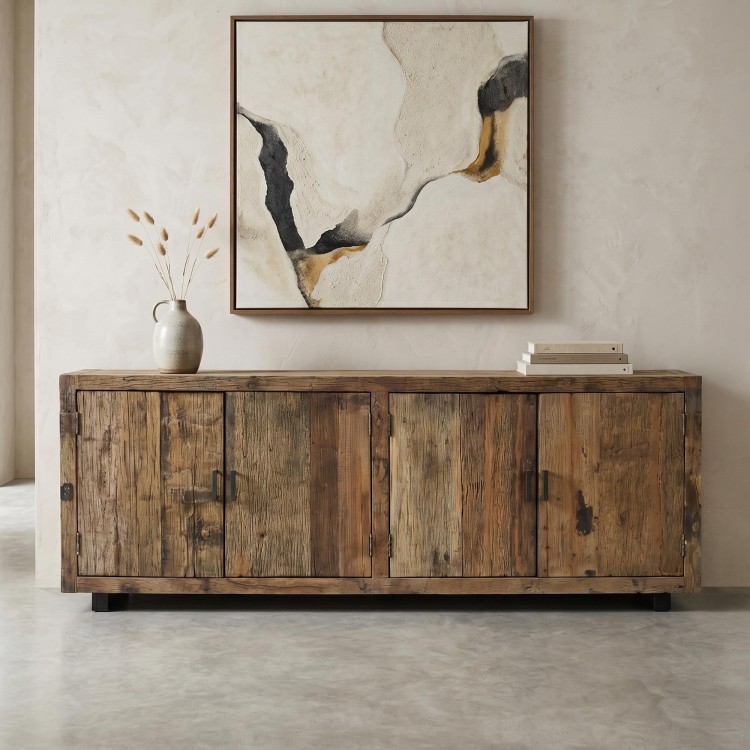 Dressoir in massief, ruw oud hout 200 cm - Antique