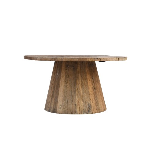 Ronde salontafel in massief, ruw oud hout - Antique
