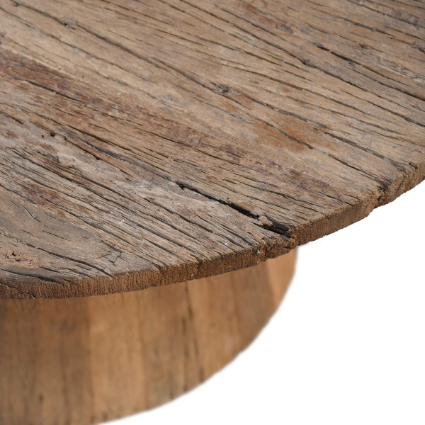 Ronde salontafel in massief, ruw oud hout - Rustique