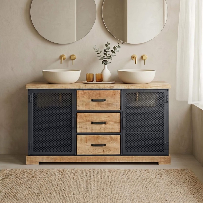 Badkamermeubel in industriële stijl 140 cm - Cambridge