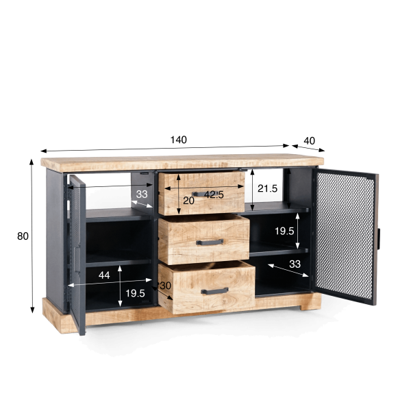 Badkamermeubel in industriële stijl 140 cm - Cambridge