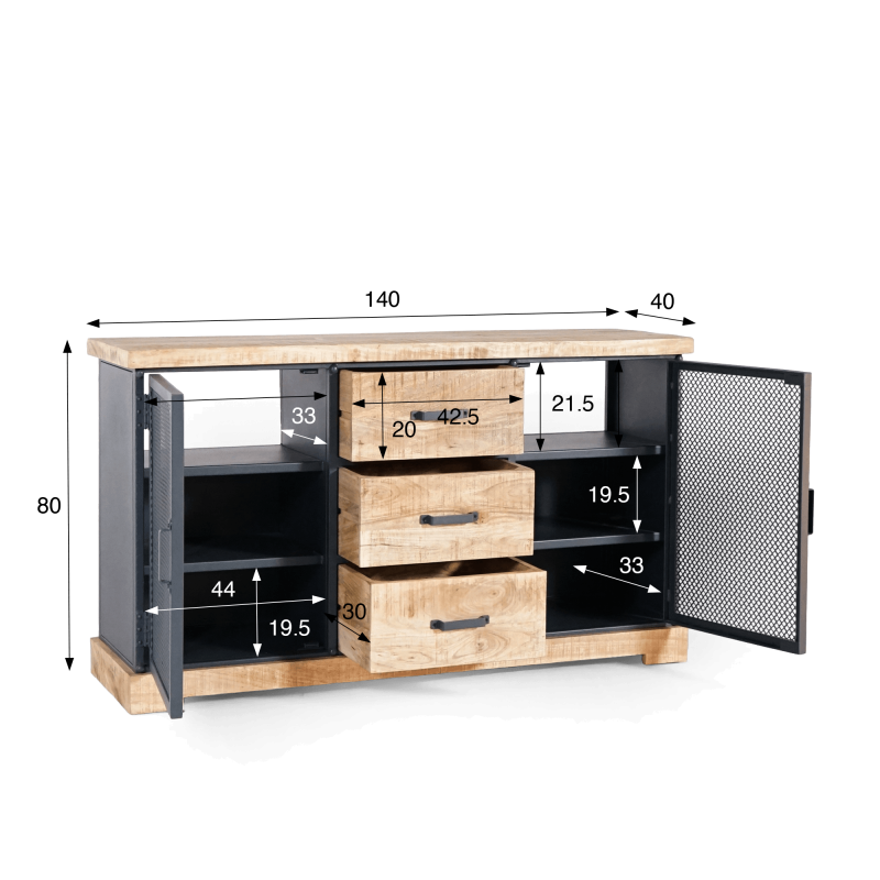 Badkamermeubel in industriële stijl 140 cm - Cambridge