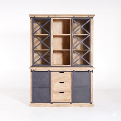 Buffetkast in massief hout in industriële stijl 140 cm - Detroit