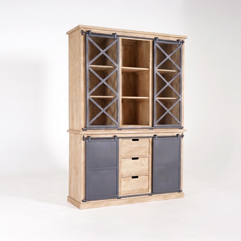 Buffetkast in massief hout in industriële stijl 140 cm - Detroit
