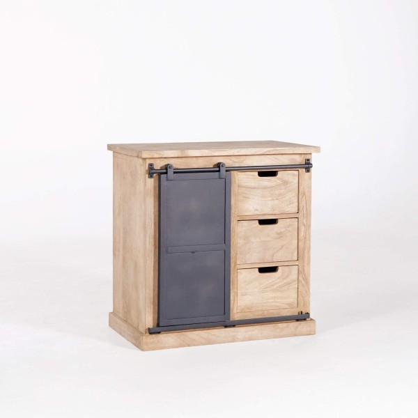 Wastafelmeubel in massief hout en metaal 80 cm - Detroit