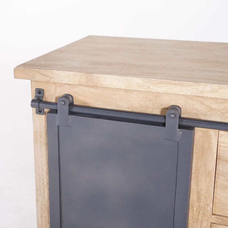 Wastafelmeubel in massief hout en metaal 80 cm - Detroit