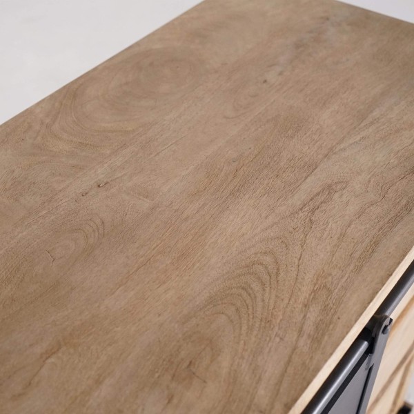 Wastafelmeubel in massief hout en metaal 80 cm - Detroit