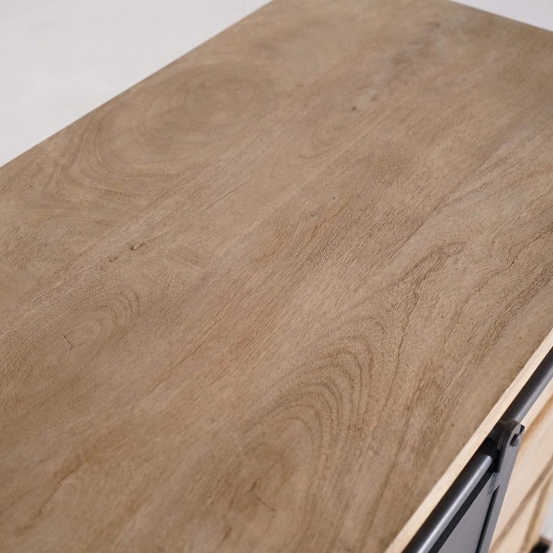 Wastafelmeubel in massief hout en metaal 80 cm - Detroit