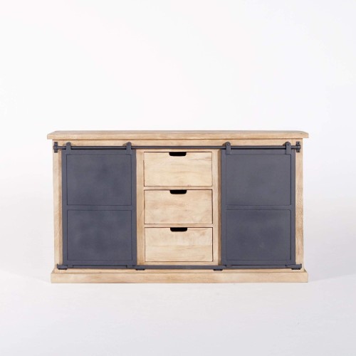 Wastafelmeubel in massief hout en metaal 140 cm - Detroit