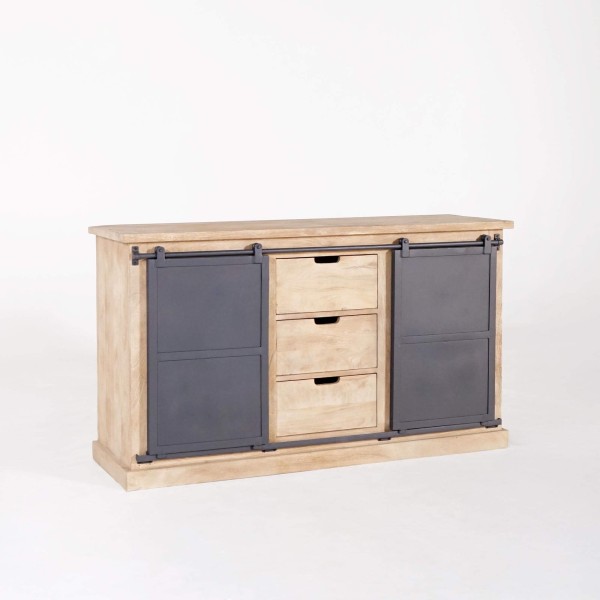 Wastafelmeubel in massief hout en metaal 140 cm - Detroit