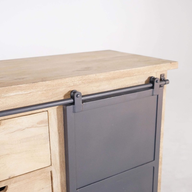 Wastafelmeubel in massief hout en metaal 140 cm - Detroit