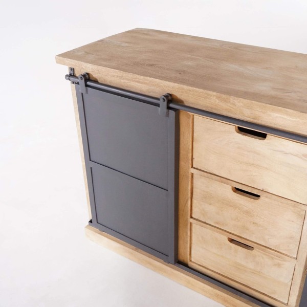Wastafelmeubel in massief hout en metaal 140 cm - Detroit