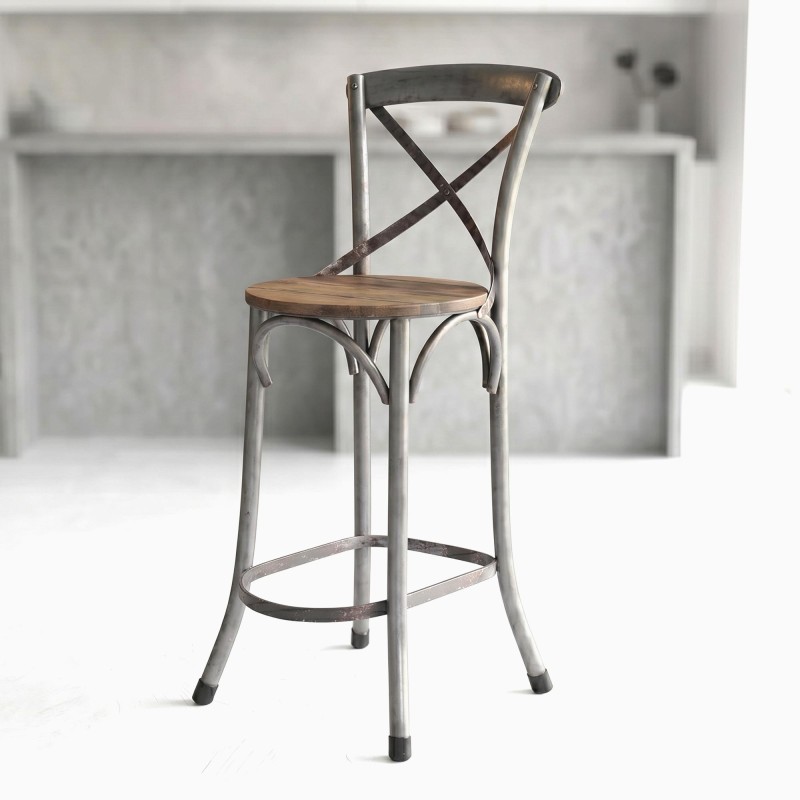 Bistro hoge stoel hout en metaal