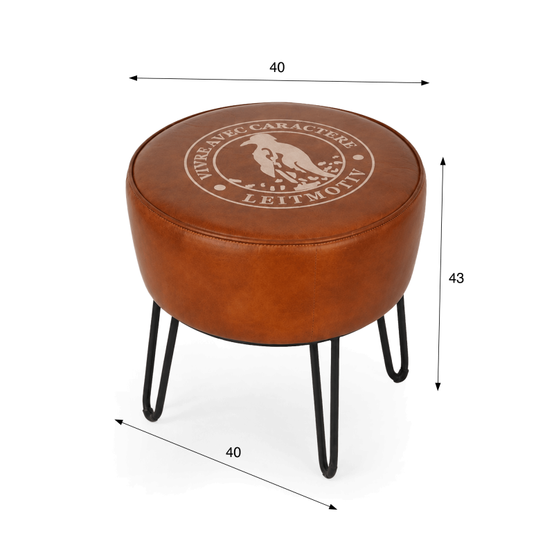 Industriële kruk in leer "Leitmotiv"