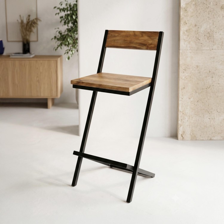 Houten en metalen barstoel - Linea