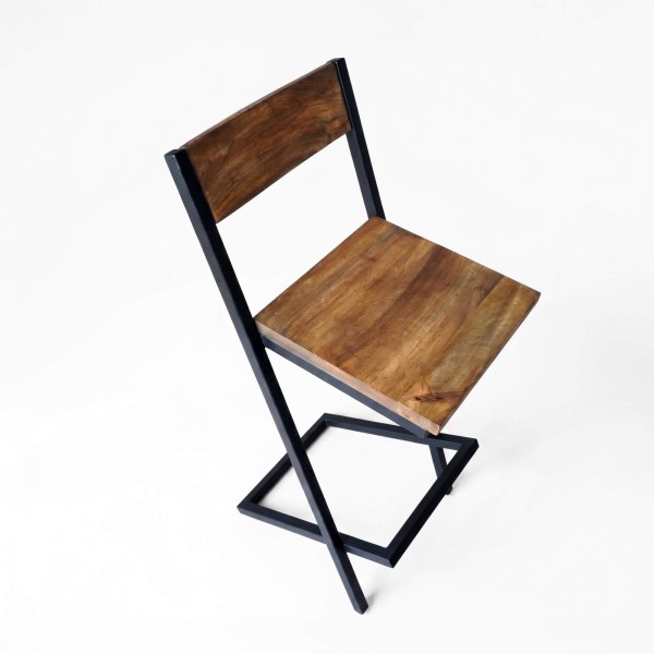 Houten en metalen barstoel - Linea
