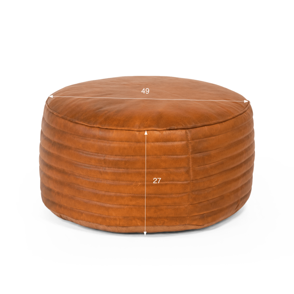 Ronde lederen poef - Savoy
