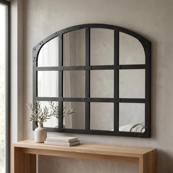 Industriële spiegel design zwart 120 x 100 cm