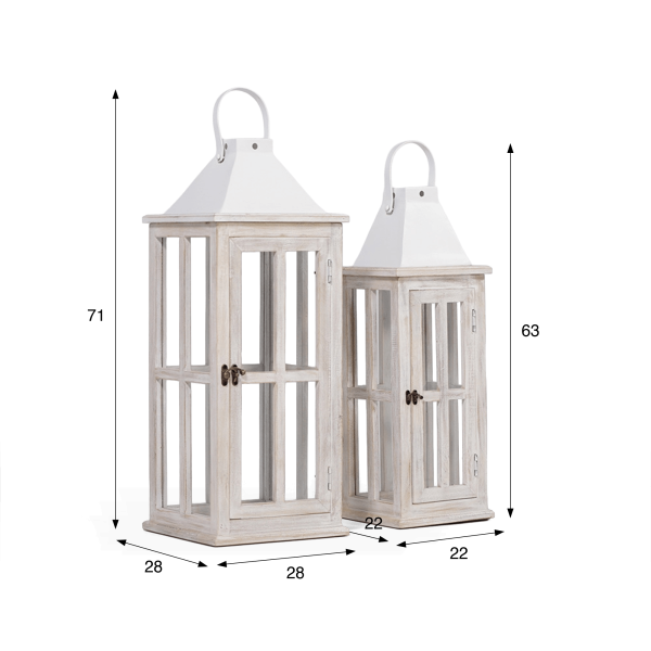 Set van 2 lantaarns van hout en metaal - Cottage