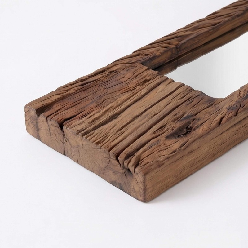 Rechthoekige spiegel van ruw hout 25 x 120 cm - Tree