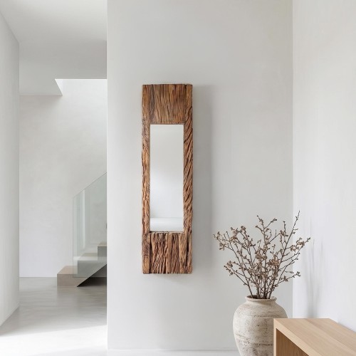 Rechthoekige spiegel van ruw hout 25 x 90 cm - Tree