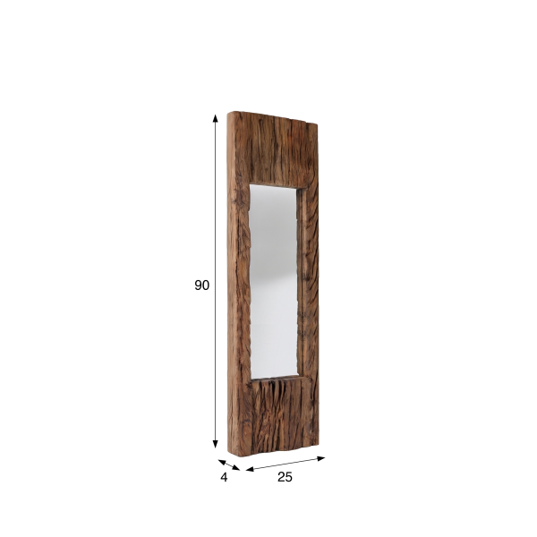 Rechthoekige spiegel van ruw hout 25 x 90 cm - Tree