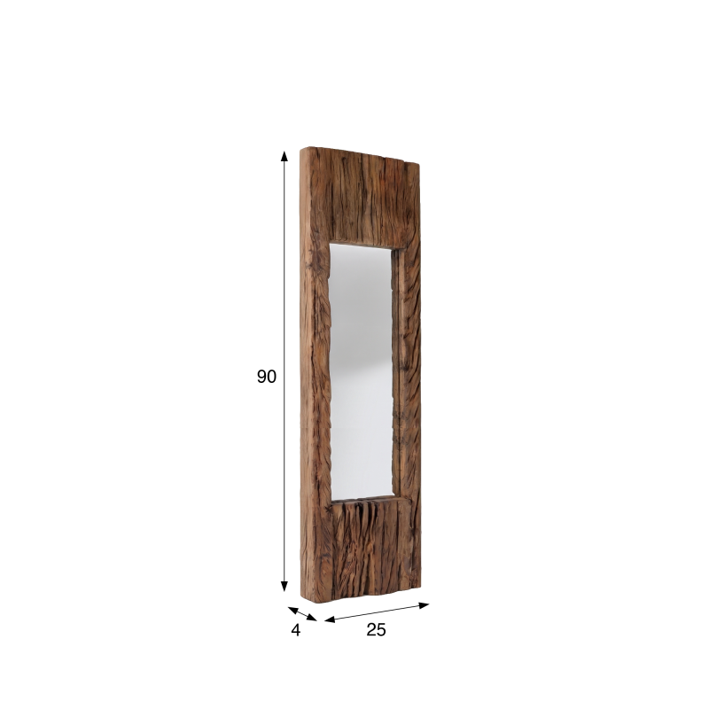 Rechthoekige spiegel van ruw hout 25 x 90 cm - Tree