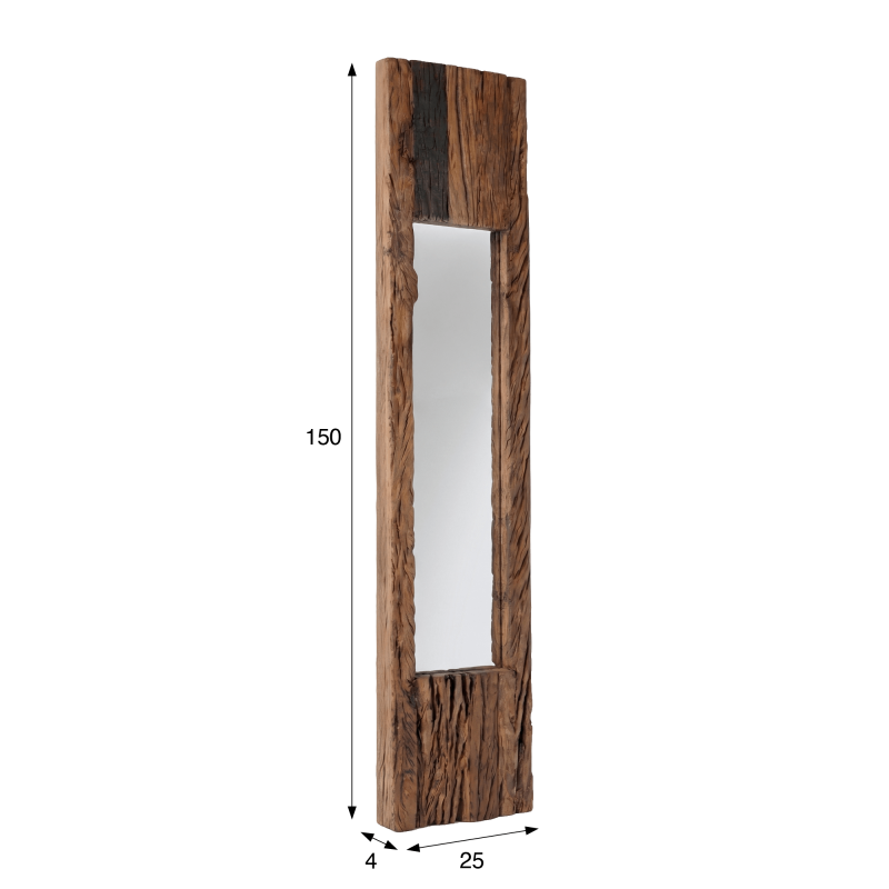 Rechthoekige spiegel van ruw hout 25 x 150 cm - Tree