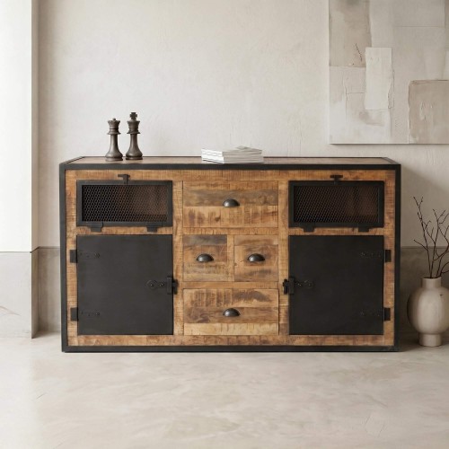 Industrieel dressoir met deuren carbonafwerking