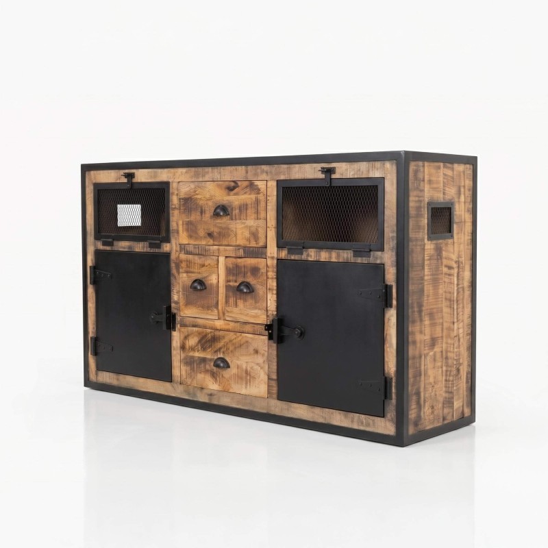 Industrieel dressoir met deuren carbonafwerking