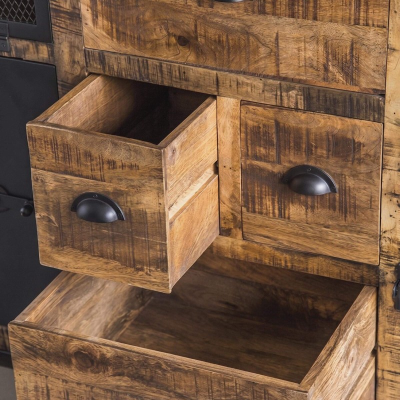 Industrieel dressoir met deuren carbonafwerking