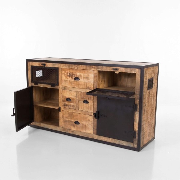 Industrieel dressoir met deuren carbonafwerking