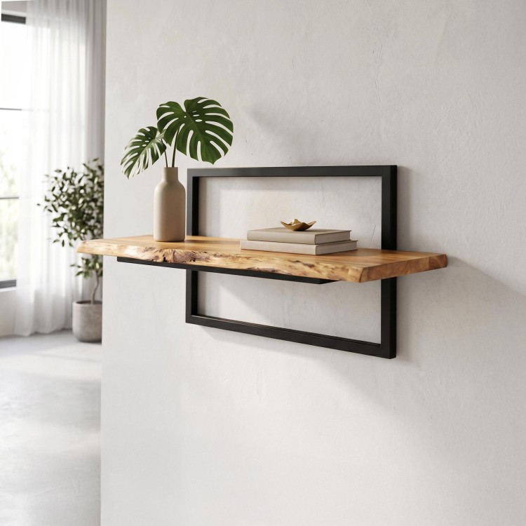 Wandrek 70 cm met massief houten plank en natuurlijke rand