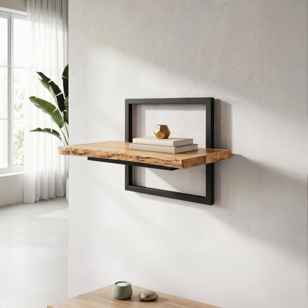 Wandrek 50 cm met massief houten plank en natuurlijke rand